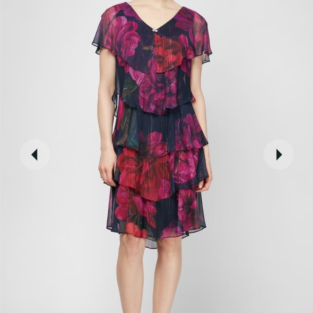 SLNY Floral Tiered Dress NWT